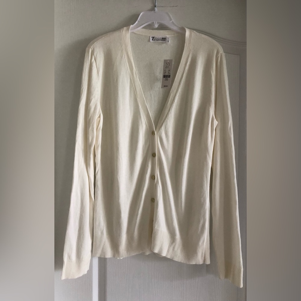 Cream Cardigan Size Large by 7th Avenue - NWT